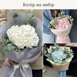 Гортензія в оформленні &mdash; біла, рожева або блакитна на вибір