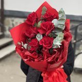 Пристрасний букет з червоних PREMIUM троянд 97816 фото