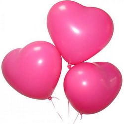 3 pink heart balls