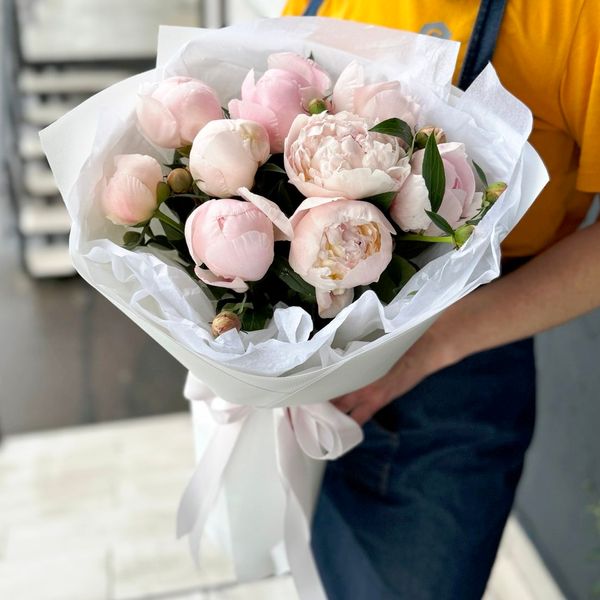 9 delicate peonies with packaging